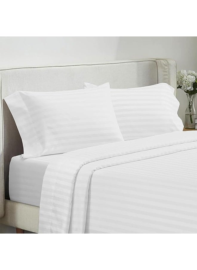 QBED Elastic Striped Sheet Set of 3 Dark White  - Image 2