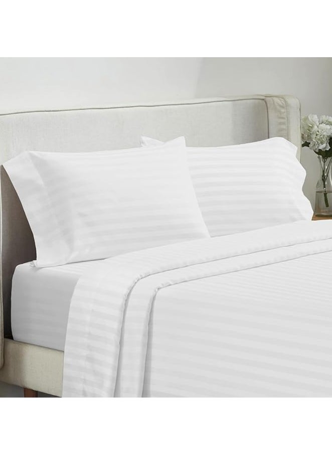 QBED - Elastic Striped Sheet Set of 3 Dark White - Image 1