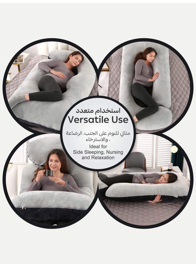 دوناتيلا وسادة الحمل دعم الظهر والوركين والساقين والبطن صوف ناعم لون رمادي - Image 5