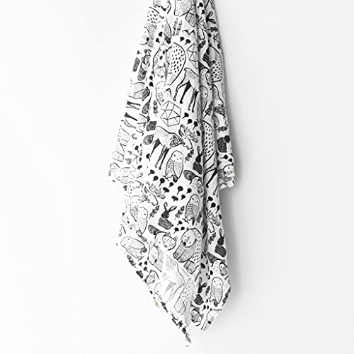 Wee Gallery, Organic Muslin Swaddle - Nordic - Woodland Animals Design, Black and White for Baby Visual Development, Quality Cotton Swaddling or Receiving Blanket - Image 4