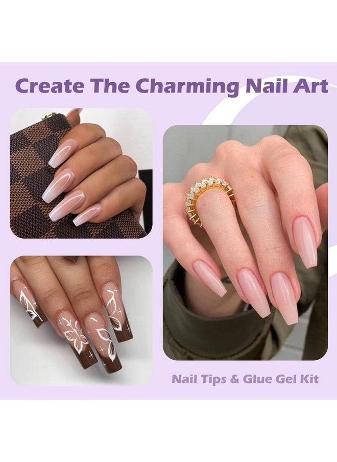 Saviland Gel X Nail Kit: Allin1 Beginner Gel Nail Kit With Nail Drill 0.5Oz Nail Glue Gel 500Pcs Long Coffin Nail Tips U V Lamp Acrylic Nail Kit Home Salon Diy Nail Art Gel Kit Manicure Gift  - Image 2