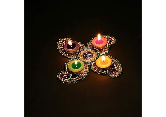 Make a Wish Multicolored I tealight Branded Diwali Diya Colored Wax Tealight Candles (Set of 100, Unscented) 100 Tea Lights Multicolour Color (100) - Image 5