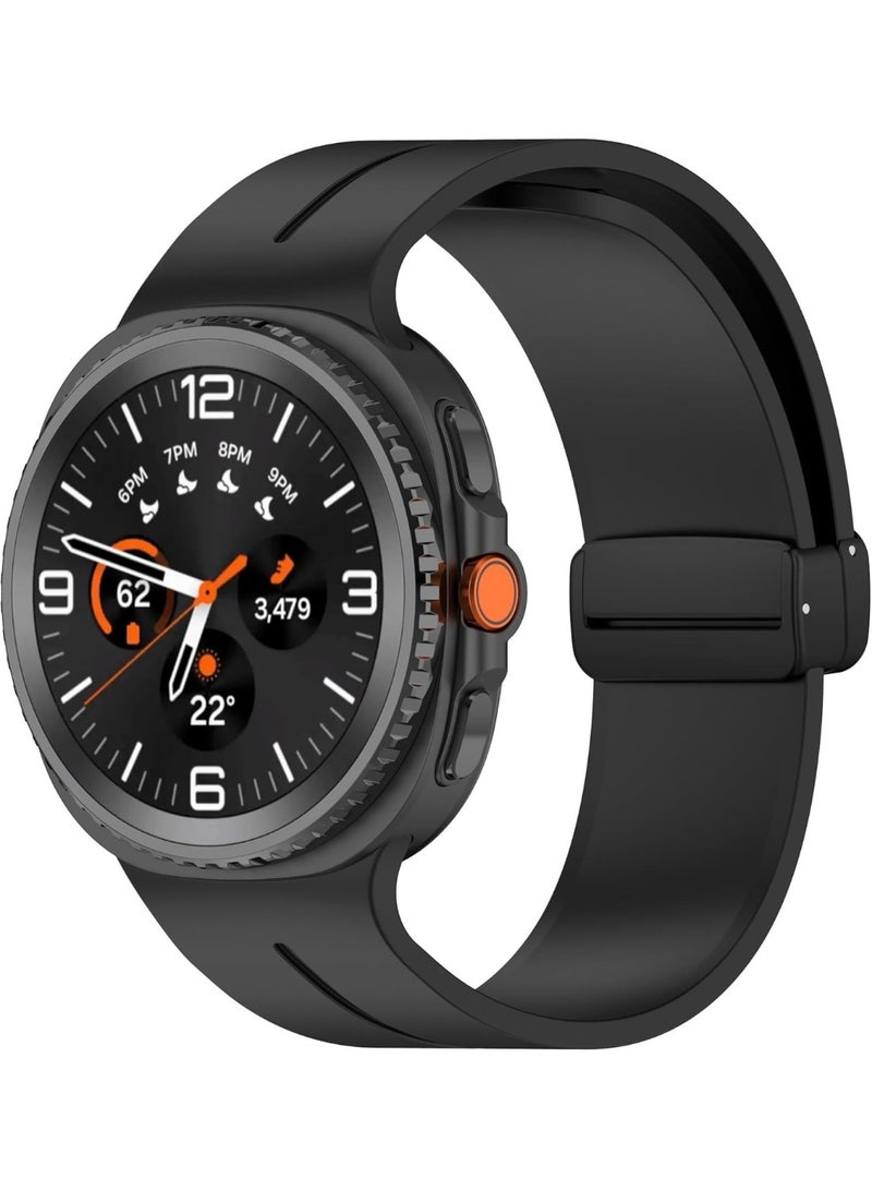 O Ozone Sport Band For Samsung Galaxy Watch 8 40mm/44mm/Classic 46mm, Soft Silicone Strap with Magnetic Buckle for Men Women- Black - Image 1