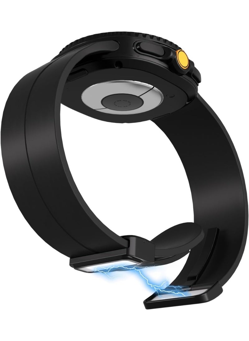 O Ozone Sport Band For Samsung Galaxy Watch 8 40mm/44mm/Classic 46mm, Soft Silicone Strap with Magnetic Buckle for Men Women- Black - Image 2