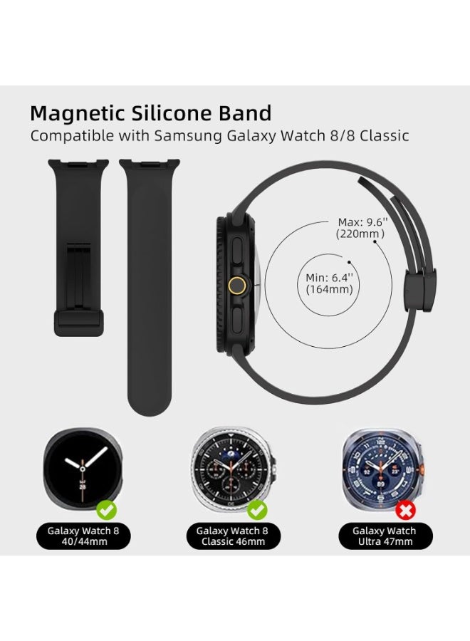 O Ozone Sport Band For Samsung Galaxy Watch 8 40mm/44mm/Classic 46mm, Soft Silicone Strap with Magnetic Buckle for Men Women- Black - Image 4