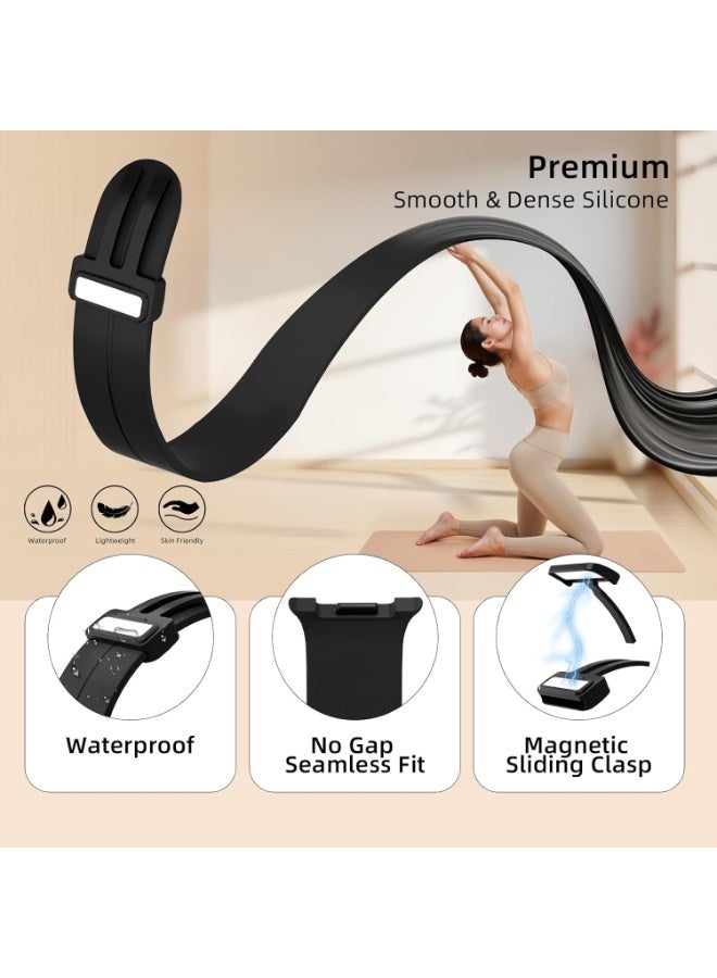 O Ozone Sport Band For Samsung Galaxy Watch 8 40mm/44mm/Classic 46mm, Soft Silicone Strap with Magnetic Buckle for Men Women- Black - Image 5