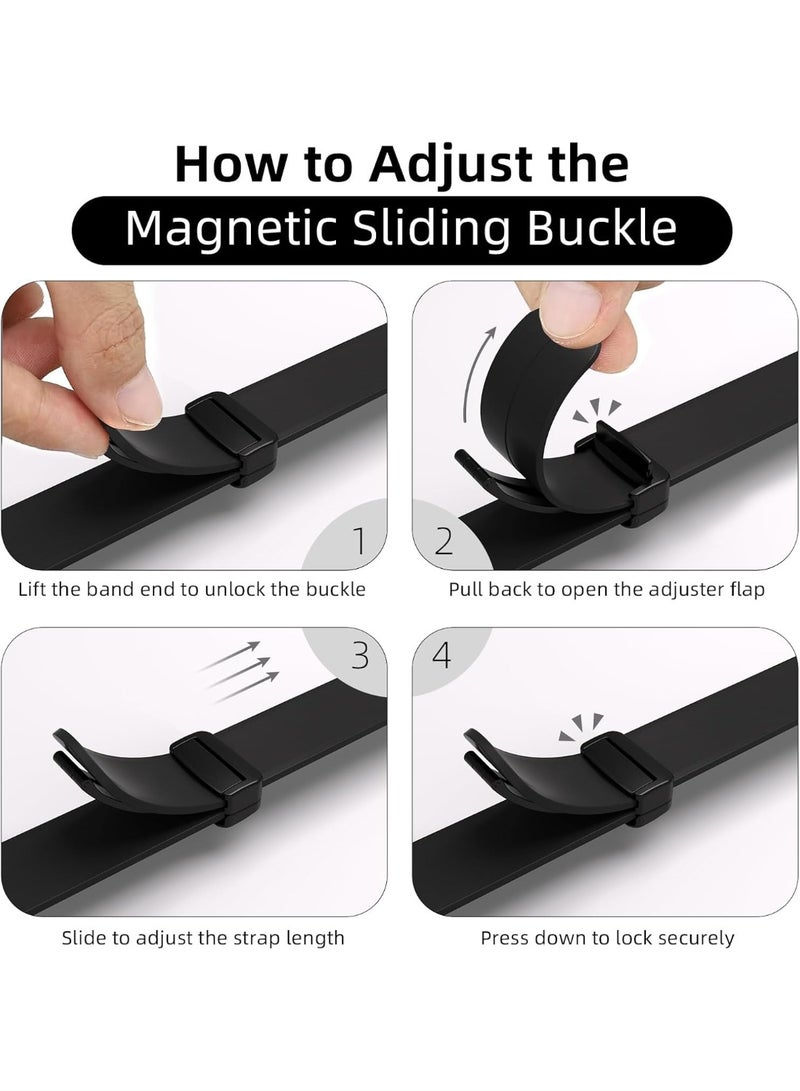 O Ozone Sport Band For Samsung Galaxy Watch 8 40mm/44mm/Classic 46mm, Soft Silicone Strap with Magnetic Buckle for Men Women- Black - Image 3