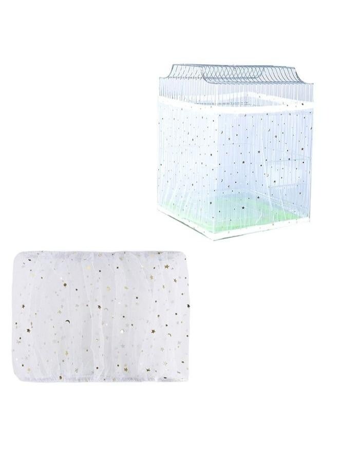 Generic Large Bird Cage Cover, Bird Cage Seed Catcher, Adjustable Soft Airy Nylon Mesh Net, Birdcage Cover Skirt Seed Guard for Parrot Parakeet Macaw African (Star-White, ) - Image 2