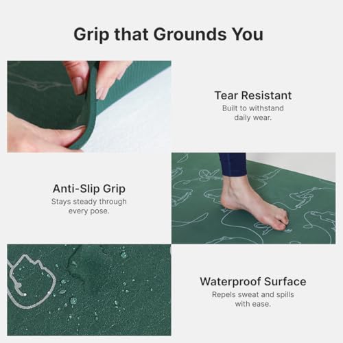 Cult TPE Yoga Mat, Non-Toxic Latex-Free, Anti-Slip, Extra-Thick Cushioning, Tear-Resistant, Travel Strap 6mm (Forest Green) - Image 5