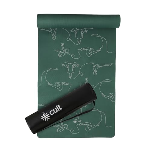 Cult TPE Yoga Mat, Non-Toxic Latex-Free, Anti-Slip, Extra-Thick Cushioning, Tear-Resistant, Travel Strap 6mm (Forest Green) - Image 1