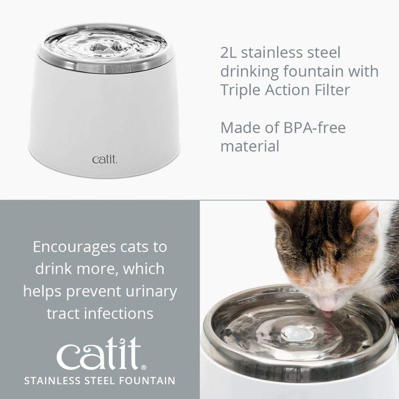 Catit Fresh & Clear Stainless Steel Cat Water Fountain, 50023 - Image 3