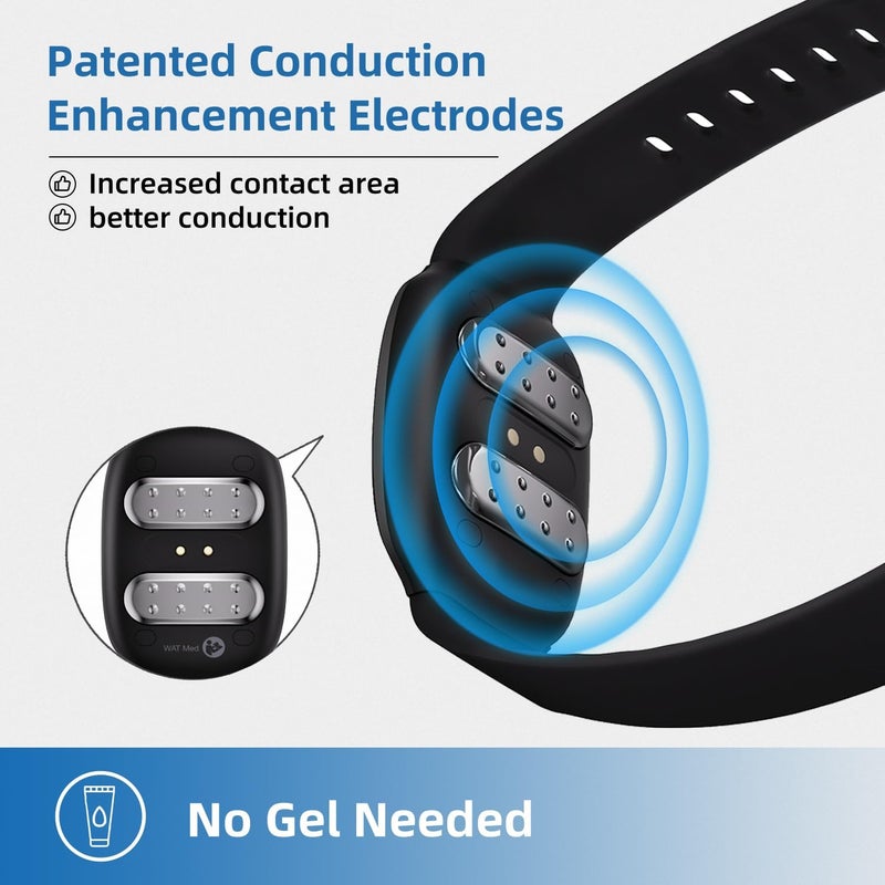 EmeTerm Fashion FDA Cleared Relieve Nausea Electrode Stimulator Morning Sickness Motion Travel Sickness Vomit Relief Rechargeable No Gel Drug Free Wrist Bands Without Side Effects (Jet Black) - Image 4