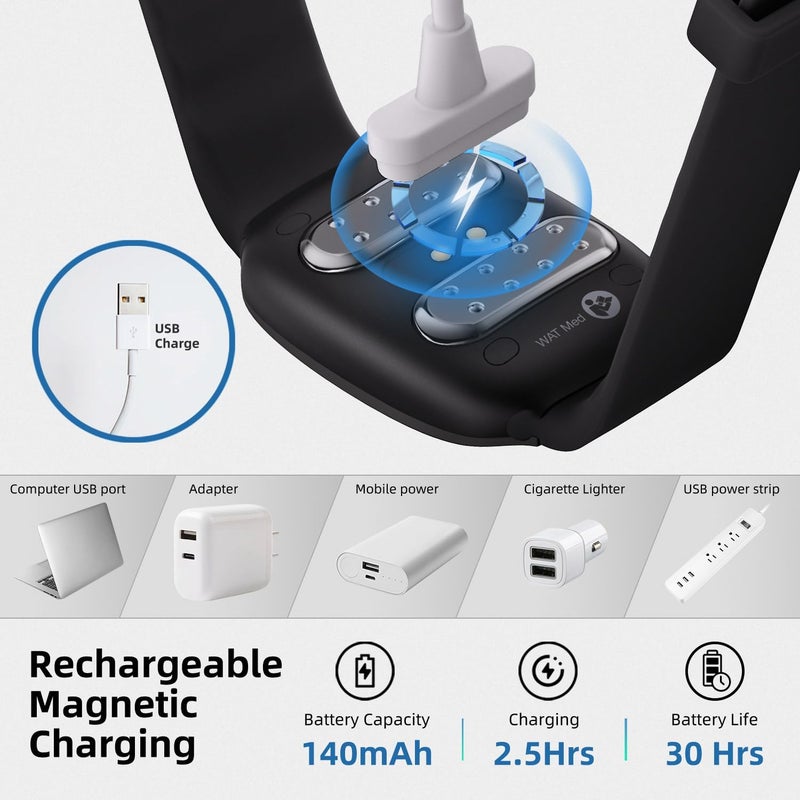 EmeTerm Fashion FDA Cleared Relieve Nausea Electrode Stimulator Morning Sickness Motion Travel Sickness Vomit Relief Rechargeable No Gel Drug Free Wrist Bands Without Side Effects (Jet Black) - Image 5