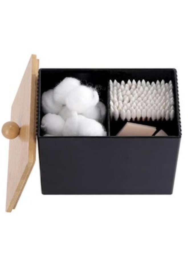Arabest Holder Dispenser with Bamboo Lids， Plastic Apothecary Jar Containers for  Organizer Storage - Bathroom Accessories Set for Cotton Swab, Ball, Pads, Floss - Image 2