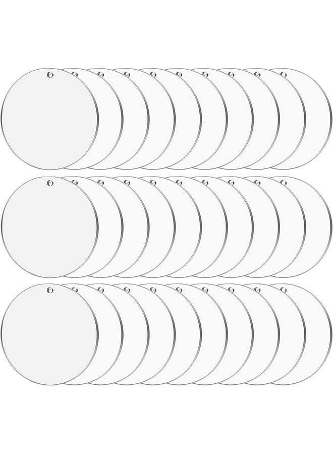 Cludoo 3 Inch Clear Acrylic Ornaments For Crafts, 30Pcs Clear Round Acrylic Ornament Blanks Acrylic Circle Disc Ornament Blanks With Hole Christmas Decor Art Engraving Painting And Diy Crafting - Image 1