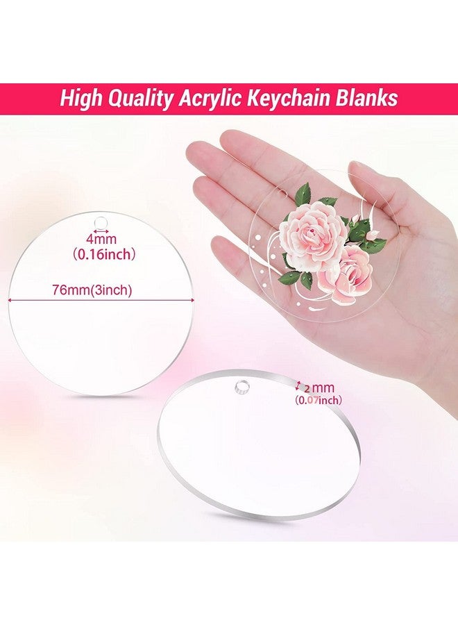 Cludoo 3 Inch Clear Acrylic Ornaments For Crafts, 30Pcs Clear Round Acrylic Ornament Blanks Acrylic Circle Disc Ornament Blanks With Hole Christmas Decor Art Engraving Painting And Diy Crafting - Image 2