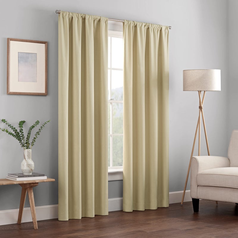 ECLIPSE Kendall Modern Blackout Thermal Rod Pocket Window Curtain for Bedroom or Living Room (1 Panel)  42 x 95  Cafe - Image 1