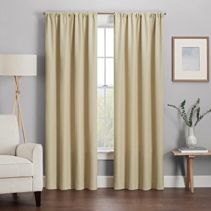 ECLIPSE Kendall Modern Blackout Thermal Rod Pocket Window Curtain for Bedroom or Living Room (1 Panel)  42 x 95  Cafe - Image 2