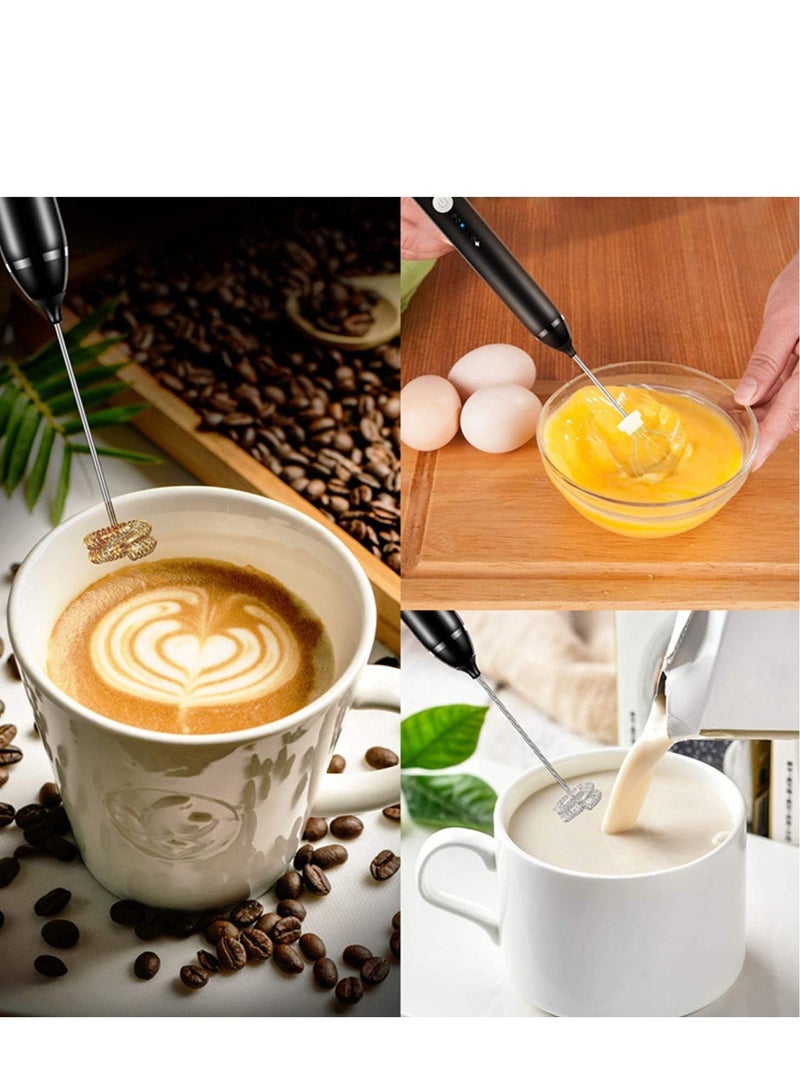 ELTRAZONE Handheld 3 In 1; Electric Foam Maker, Egg Beater, Drink Mixer. USB Rechargeable, Mini Blender For Coffee Latte Cappuccino Hot Chocolate, Black  - Image 3