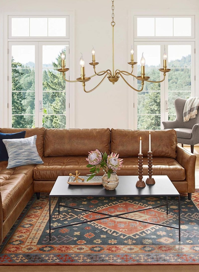 VUCATIN Gold Farmhouse Chandeliers for Dining Room 6 Light Vintage Chandelier Light Fixtures Hanging Industrial Kitchen Chandelier Lighting Fixtures for Dining Room Over Table Bedroom Foyer Bulb not Included (M47) - Image 2