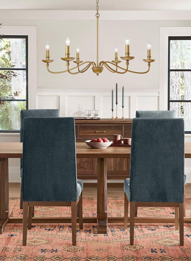 VUCATIN Gold Farmhouse Chandeliers for Dining Room 6 Light Vintage Chandelier Light Fixtures Hanging Industrial Kitchen Chandelier Lighting Fixtures for Dining Room Over Table Bedroom Foyer Bulb not Included (M47) - Image 4