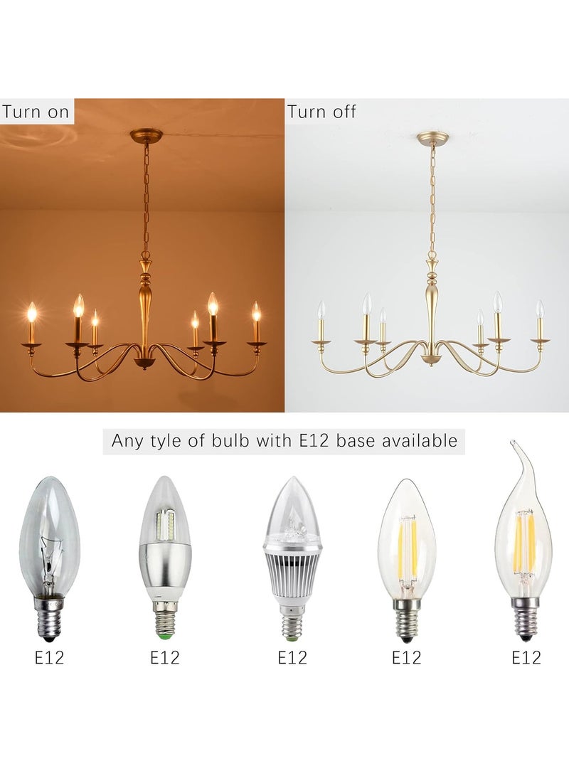 VUCATIN Gold Farmhouse Chandeliers for Dining Room 6 Light Vintage Chandelier Light Fixtures Hanging Industrial Kitchen Chandelier Lighting Fixtures for Dining Room Over Table Bedroom Foyer Bulb not Included (M47) - Image 5