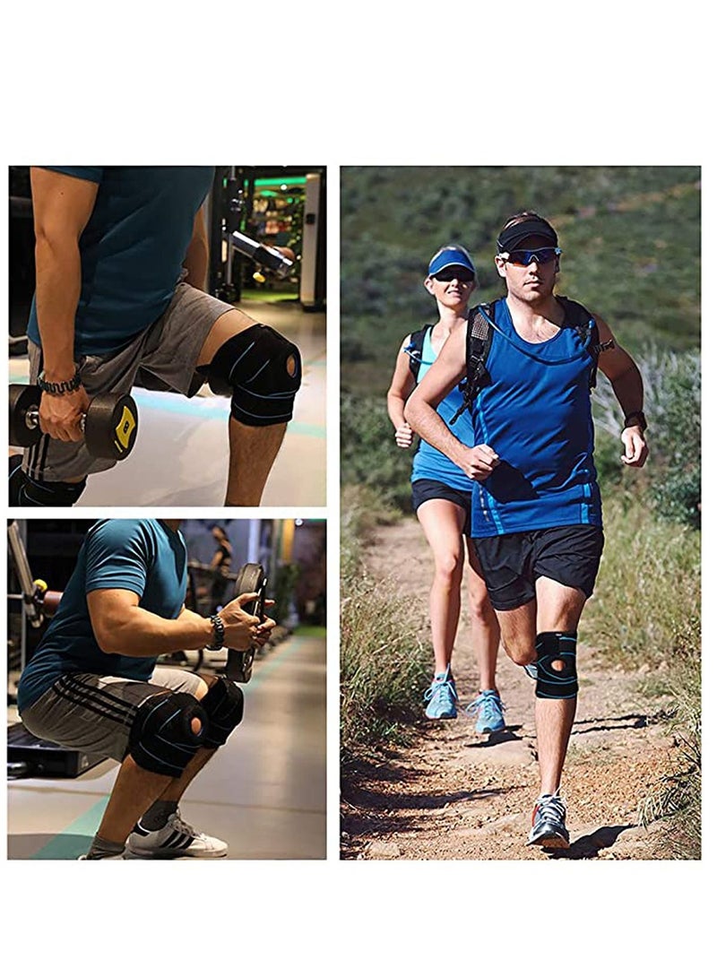 KASTWAVE Knee Support Brace Open-Patella Gel Pads Knee Brace Side Stabilizers Adjustable and Breathable Knee Supports, Joint Pain Relief Injury Recovery for Men and Women Blue(1 piece) - Image 5