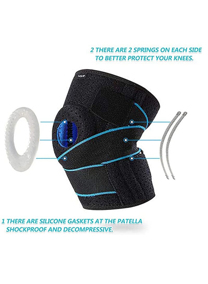 KASTWAVE Knee Support Brace Open-Patella Gel Pads Knee Brace Side Stabilizers Adjustable and Breathable Knee Supports, Joint Pain Relief Injury Recovery for Men and Women Blue(1 piece) - Image 4