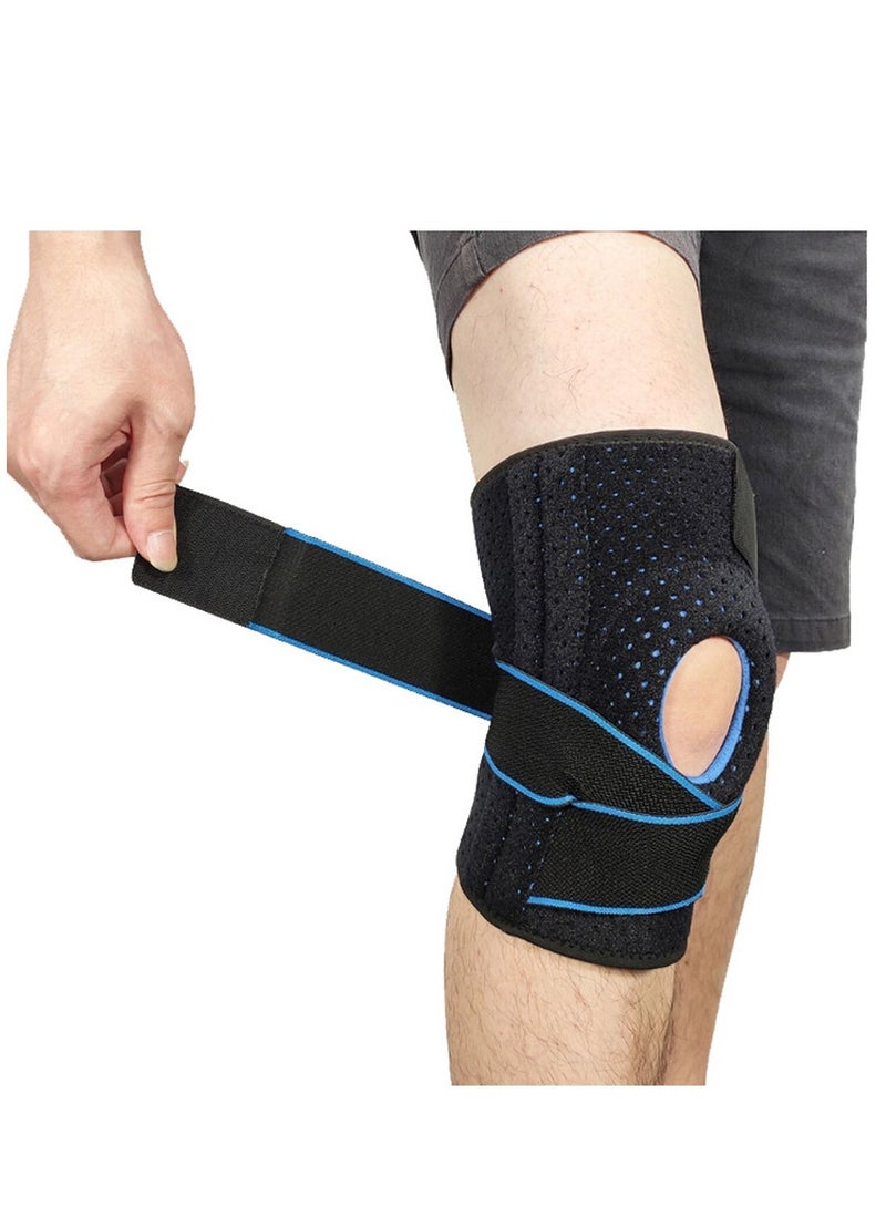 KASTWAVE Knee Support Brace Open-Patella Gel Pads Knee Brace Side Stabilizers Adjustable and Breathable Knee Supports, Joint Pain Relief Injury Recovery for Men and Women Blue(1 piece) - Image 1
