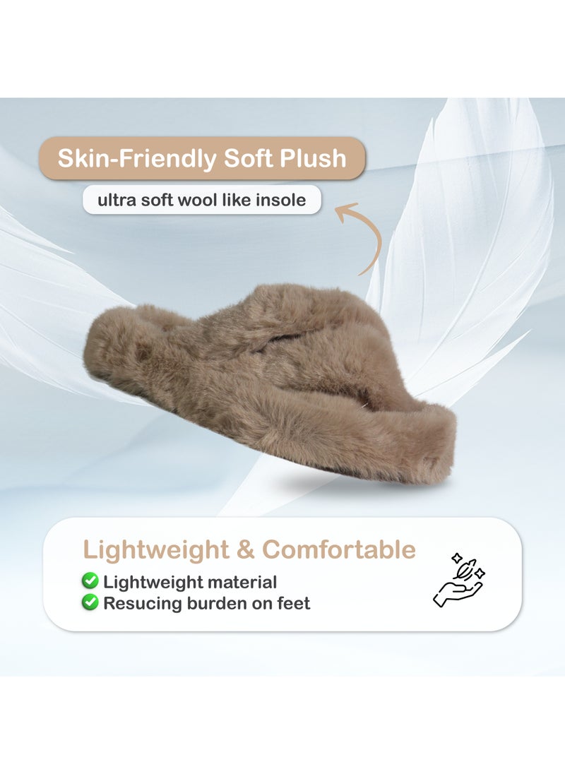 Monami Women’s Fluffy Home Slippers with Memory Foam | Open Toe Soft and Cozy House Shoes | Ultra-Warm Fuzzy Slippers for Indoor Comfort | Lightweight, Breathable, and Non-Slip Sole | Perfect for Bedroom, Living Room, Dorms, and Gifts for Women and Girls  - Image 5