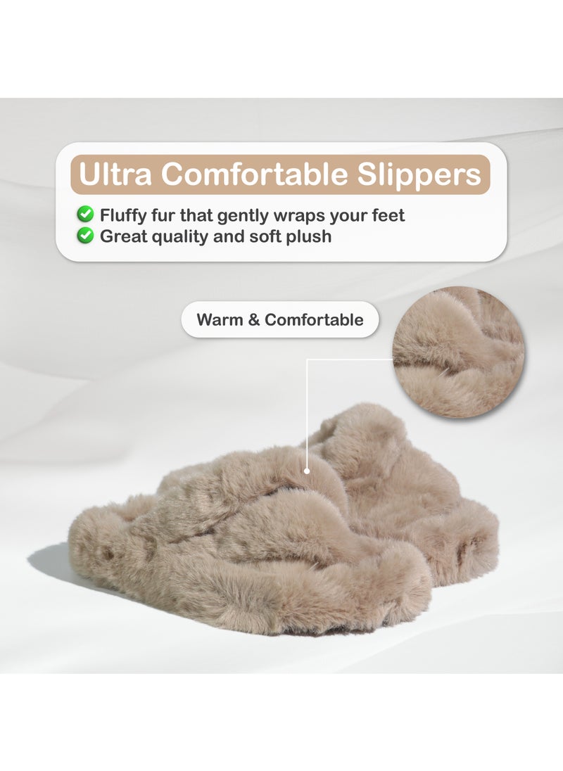 Monami Women’s Fluffy Home Slippers with Memory Foam | Open Toe Soft and Cozy House Shoes | Ultra-Warm Fuzzy Slippers for Indoor Comfort | Lightweight, Breathable, and Non-Slip Sole | Perfect for Bedroom, Living Room, Dorms, and Gifts for Women and Girls  - Image 2