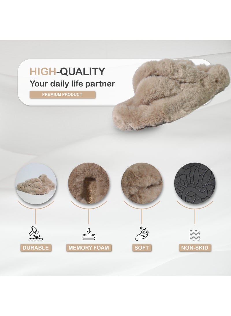 Monami Women’s Fluffy Home Slippers with Memory Foam | Open Toe Soft and Cozy House Shoes | Ultra-Warm Fuzzy Slippers for Indoor Comfort | Lightweight, Breathable, and Non-Slip Sole | Perfect for Bedroom, Living Room, Dorms, and Gifts for Women and Girls  - Image 4