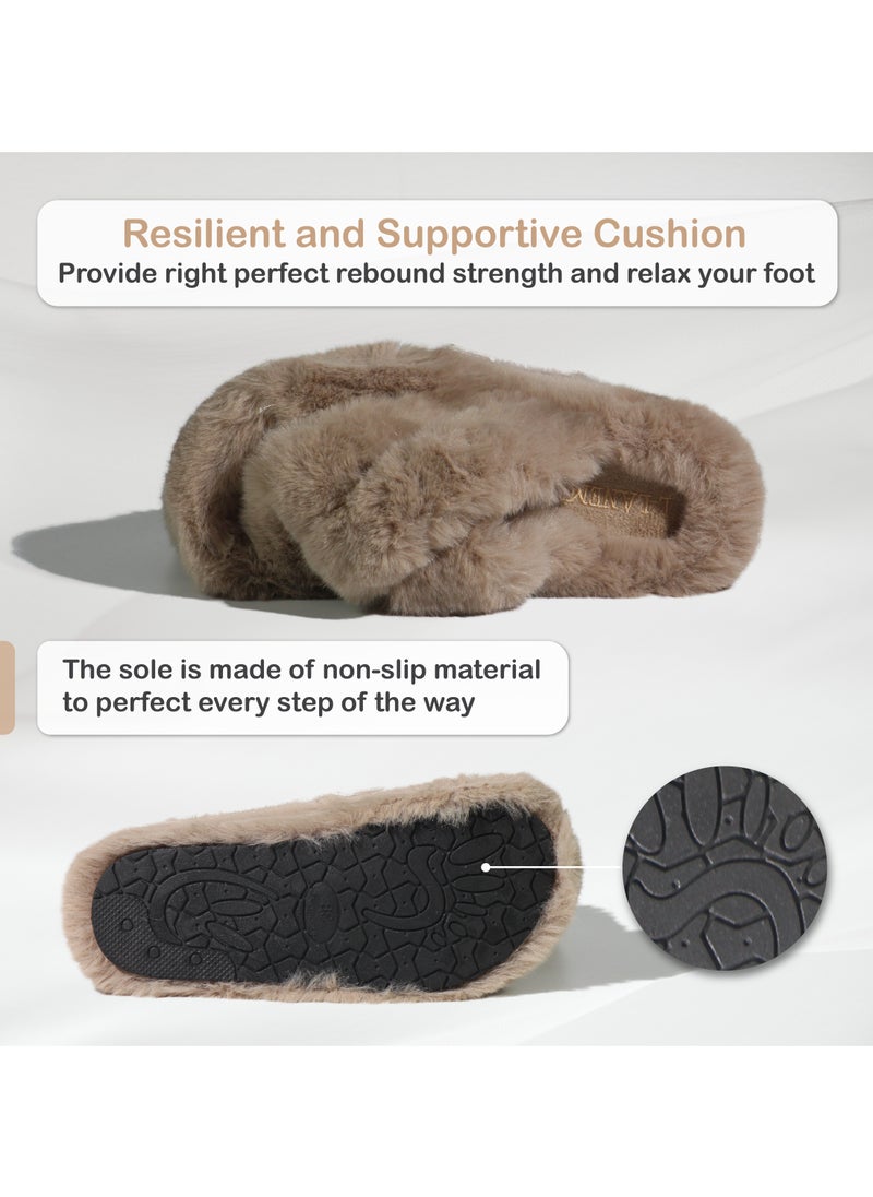 Monami Women’s Fluffy Home Slippers with Memory Foam | Open Toe Soft and Cozy House Shoes | Ultra-Warm Fuzzy Slippers for Indoor Comfort | Lightweight, Breathable, and Non-Slip Sole | Perfect for Bedroom, Living Room, Dorms, and Gifts for Women and Girls  - Image 3