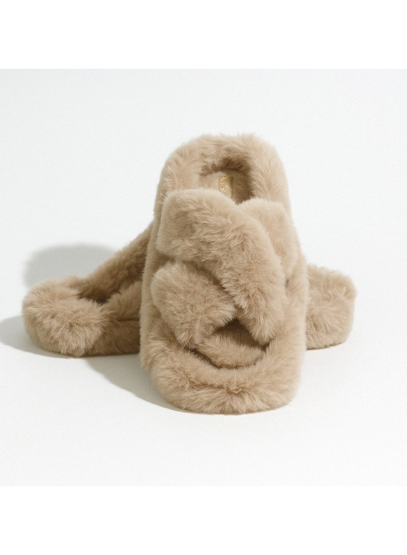 Mon Ami Women’s Fluffy Home Slippers with Memory Foam | Open Toe Soft and Cozy House Shoes | Ultra-Warm Fuzzy Slippers for Indoor Comfort | Lightweight, Breathable, and Non-Slip Sole | Perfect for Bedroom, Living Room, Dorms, and Gifts for Women and Girls - Image 1