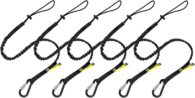 BearTOOLS Tool Lanyard with Single Carabiner and Adjustable Loop End, Standard Length, Maximum Weight Limit 8KG / 17.6lb, Aluminum Screw Lock Carabiner with Shock Cord Stopper, 0925S (5 Pack) - Image 1