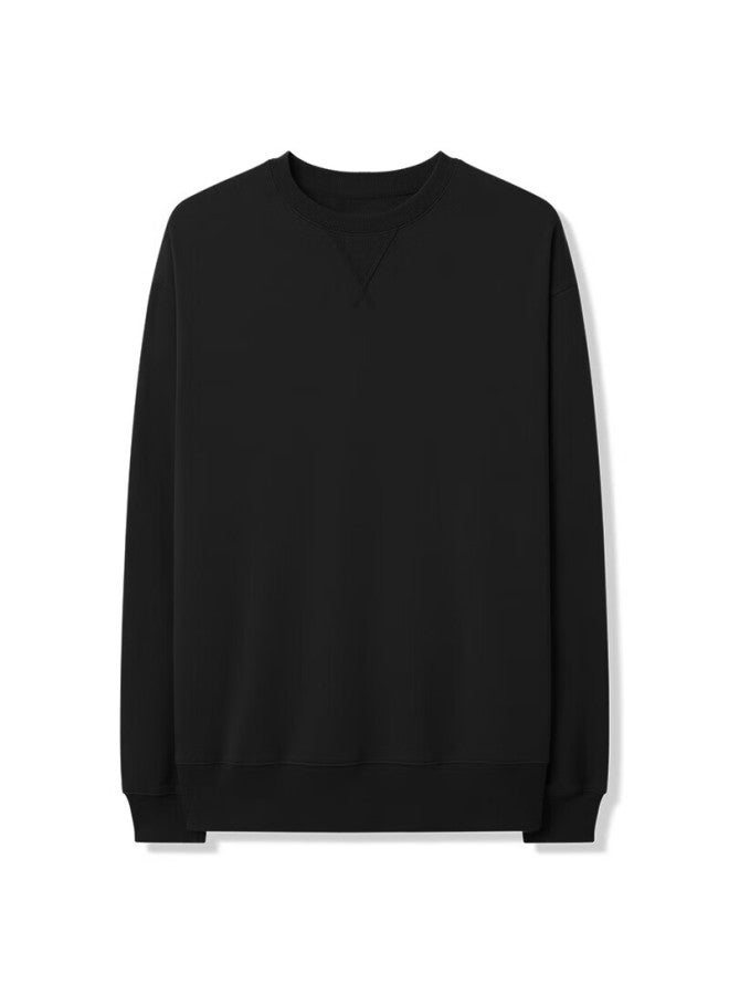 Markless Men's Spring Casual Round Neck Warm Top Inner Hoodie 0434 Starry Black 2XL - Image 5