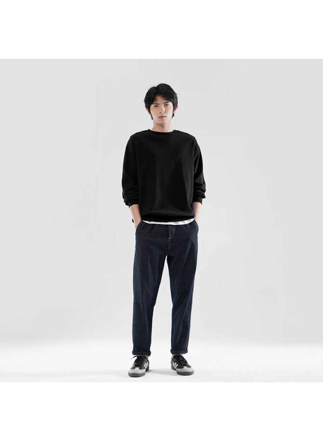 Markless Men's Spring Casual Round Neck Warm Top Inner Hoodie 0434 Starry Black 2XL - Image 3
