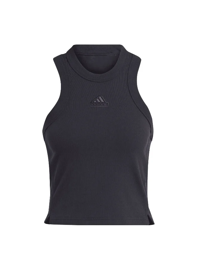 اديداس adidas W Lng Rib Top Black Training Tops 2XS