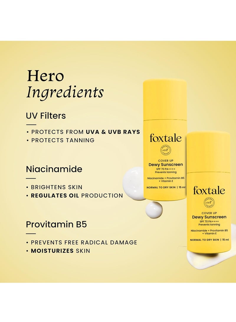 FoxTale Spf 70 Niacinamide Dewy Sunscreen With Pa++++ For Dewy Sun Protection|Tan Protection|Lightenweight|No White Cast|Non Greasy|Anti-Tan Formula|For Spot Depigmentation|Men & Women|15 Ml,All - Image 3