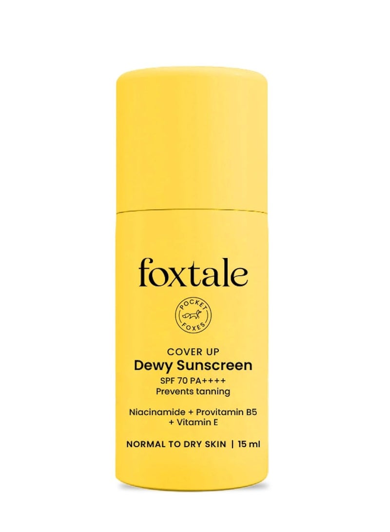 FoxTale Spf 70 Niacinamide Dewy Sunscreen With Pa++++ For Dewy Sun Protection|Tan Protection|Lightenweight|No White Cast|Non Greasy|Anti-Tan Formula|For Spot Depigmentation|Men & Women|15 Ml,All - Image 1
