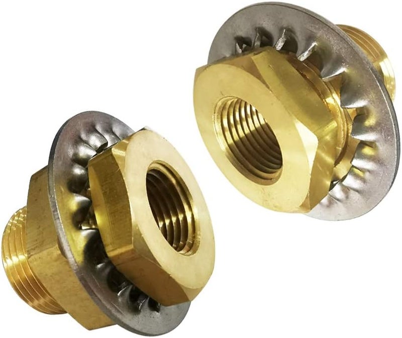 Legines Brass Pipe Fitting, Bulkhead Coupling Tank Fitting, 3/8" NPT Female, 1.31" Length (Pack of 2) - Image 1