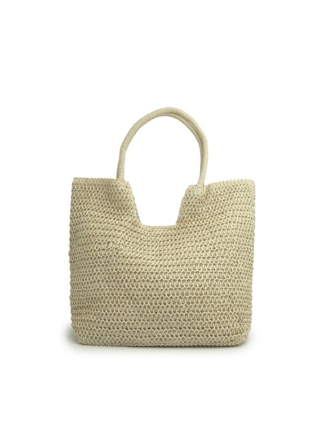 HaILYS - Elegant Beige Woven Tote Bag - Image 1