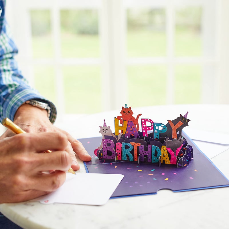 Lovepop Birthday Pop-Up Card for Her, Him, Men, Women - 3D Animal Greeting Cards - Purrfect Birthday - 5" x 7" - Blank Notecard & Envelope Included - Image 5