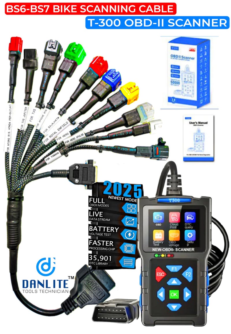 DANLITE TOOLS TECHNICIAN BS6-BS7 Bike Scanning with New Apdated T300 OBD-II Sacnner Fast Connectivity Work - Image 2