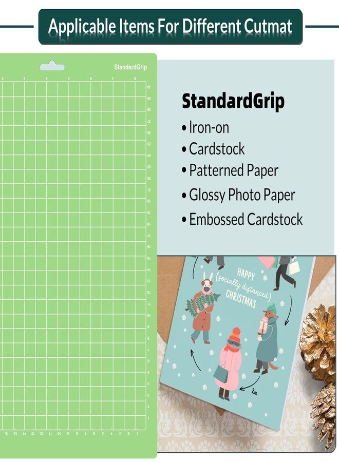 WISYOK 12x8.5 Inch Cutting Mats for Cricut Joy Xtra, 2-Pack Standard Grip Reusable Adhesive Mats for Crafts, Quilting, Sewing - Image 5