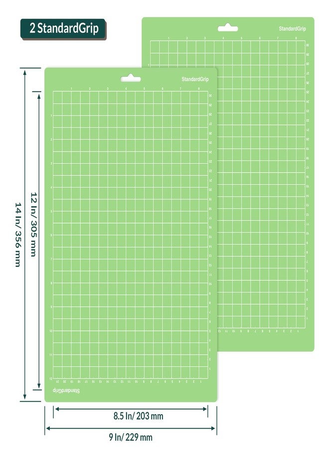 WISYOK 12x8.5 Inch Cutting Mats for Cricut Joy Xtra, 2-Pack Standard Grip Reusable Adhesive Mats for Crafts, Quilting, Sewing - Image 2