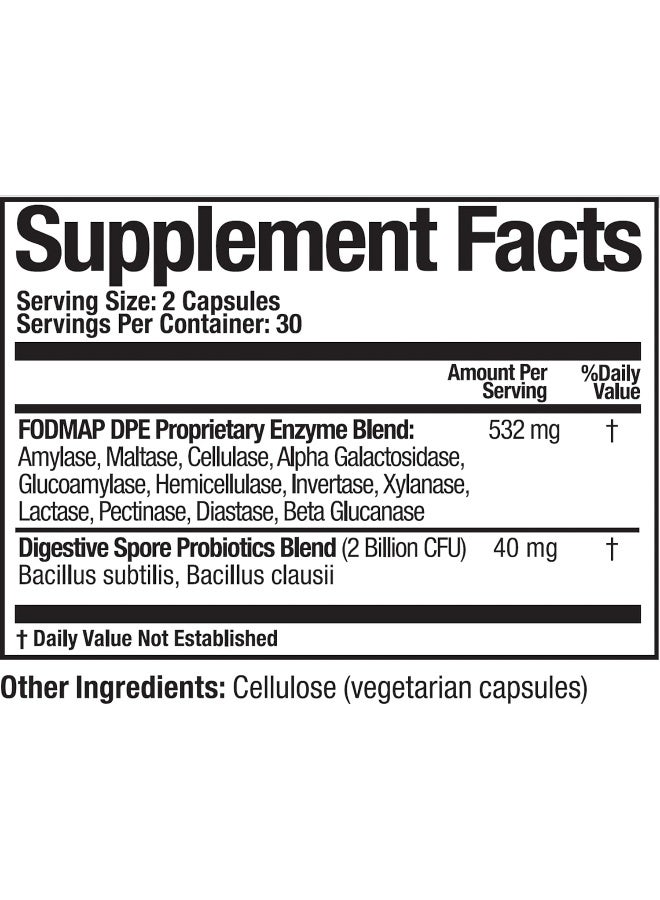 Arthur Andrew Medical فودماب دي بي، بروبيوتيك إنزيمات هضمية، تخفيف لتحمل فودماب والأطعمة القابلة للتخمر بشكل كبير، نباتي، غير معدل وراثيًا، 60 كبسولة - Image 2