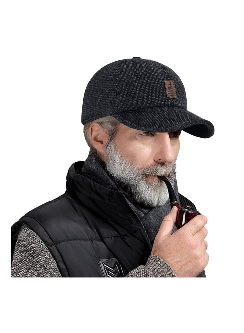 SYOSI Men's Winter Outdoor Sports Cap with Earflaps, (Thicken 55-60CM) Adjustable Warm Golf Baseball Hat Winter Dad Caps with Ear Protection Outdoor Warm Sports Cap Thermal Winter Hat for Cold Weather - Image 3