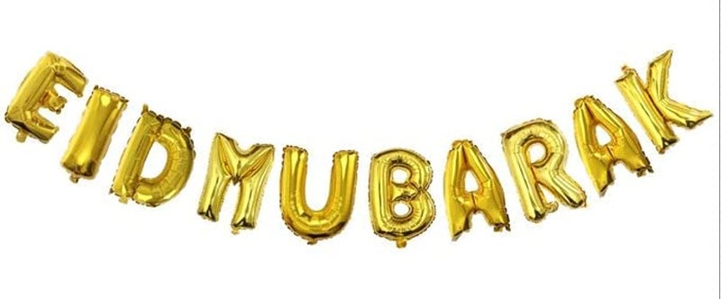 Amosfun 16inch EID MUBARAK Letter Balloon Bunting Banner Ramadan Decoration for Eid alAdha Golden - Image 2