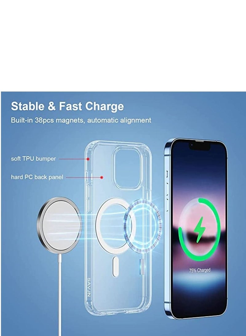 IPhone 14 Pro Magnetic Case Compatible with Magsafe Slim Thin Yellowing Resistant Shock Absorption Anti-Scratch Transparent Case Compatible with iPhone 14 Pro 6.1 inch - Image 3